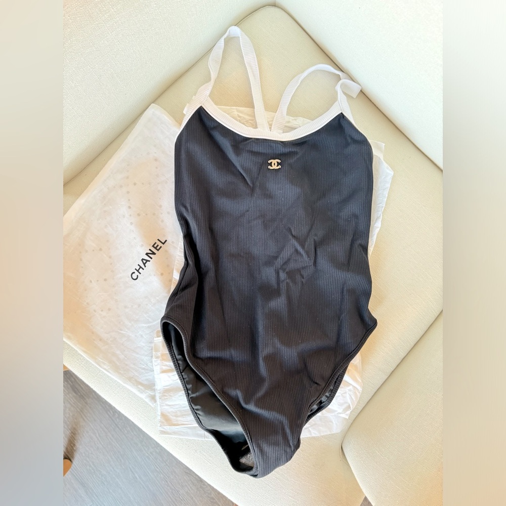 NWT Black and White Timeless Chanel One-piece Bathingsuit/ Bodysuit